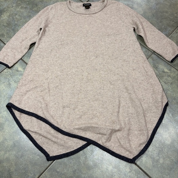Philosophy Dane Lewis Cashmere Beige Asymmetrical Tunic Sweater Sz S Minimalist - Picture 3 of 8